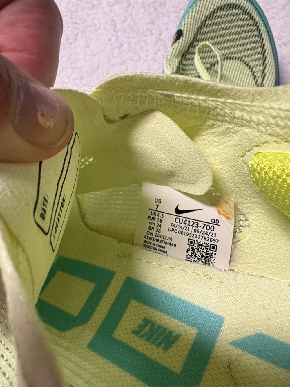 Nike size 7 Women's Neon Yellow & Aqua Flyweight Running Sneakers